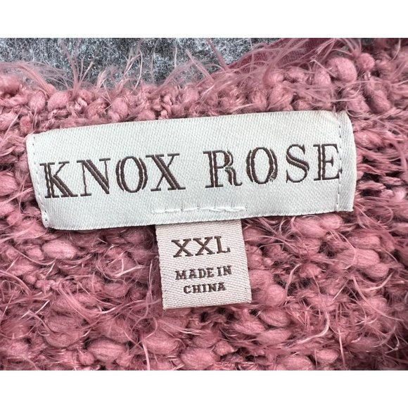 Knox Rose Fuzzy Eyelash Soft Lace Back Pullover Sweater Pink Womens Size… - Picture 11 of 13